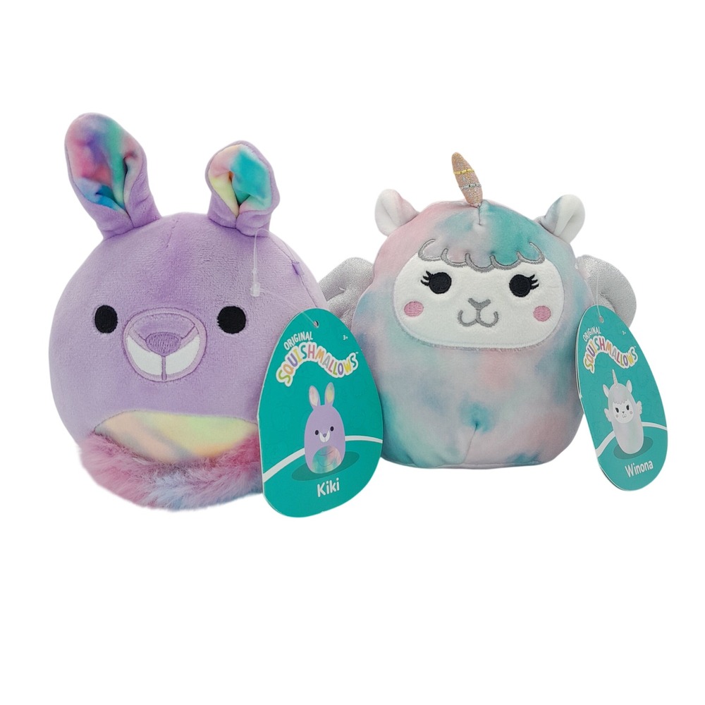 Squishmallows Kiki Kangaroo and Winona Llama-Pegacorn 5 Inch Plush Set NWT